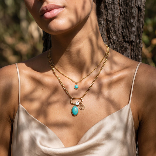 Turquoise Guardian Layered Necklace Set (18K Gold Plated