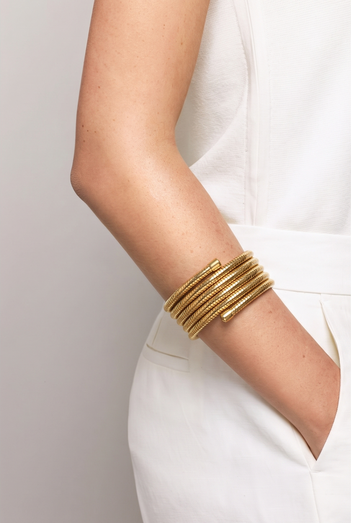 Spiral Energy Protection Cuff Bangle (Stainless Steel)