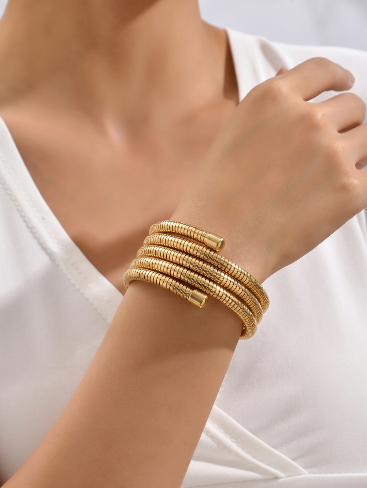 Spiral Energy Protection Cuff Bangle (Stainless Steel)