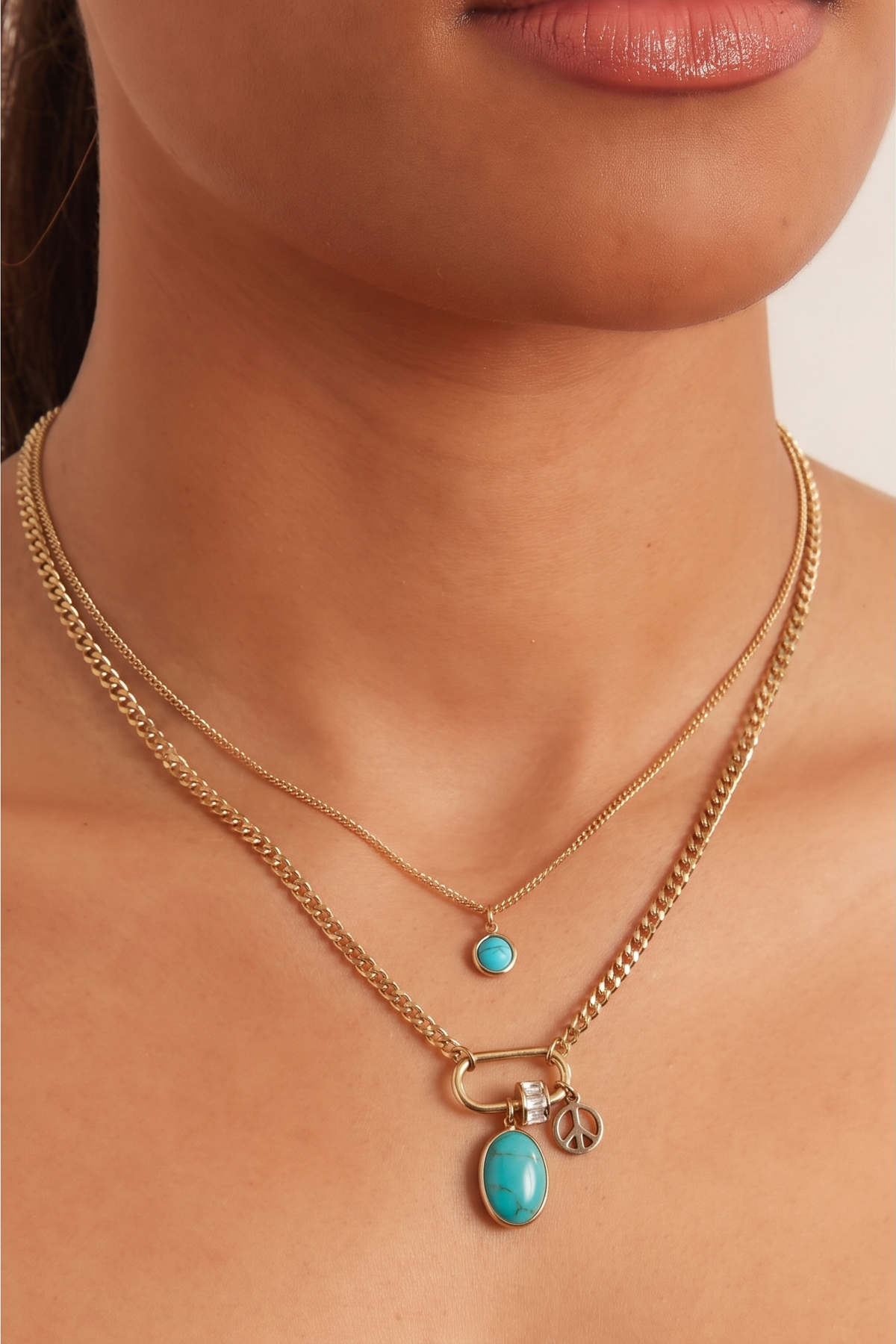 Turquoise Guardian Layered Necklace Set (18K Gold Plated